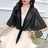 Women's Summer Strappy Dress & Shawl Set with Chiffon Top and Short Cardigan, Lightweight Sun Protection Outerwear