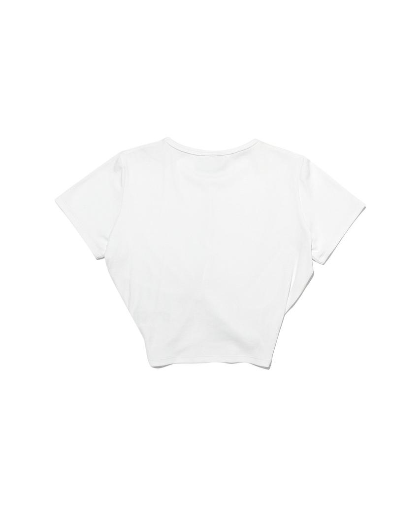 FREEDOM Ribbed Twist Crop Short Sleeve (White)