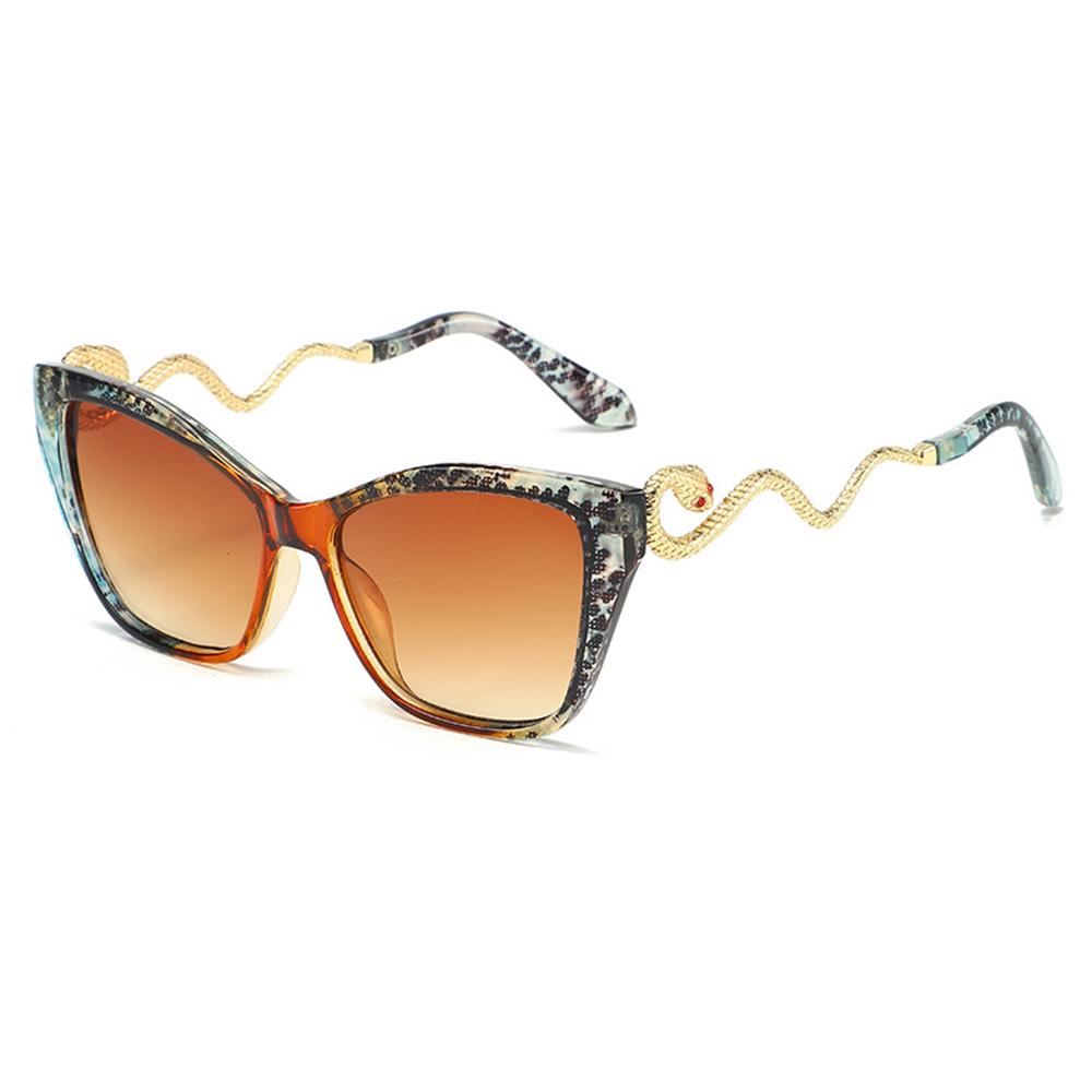 Fashion Metal Snake Cat Eye Large Frame Sunglasses Women Men Brand Designer Trendy Punk Sunshade Glasses Travel Vacation Supply