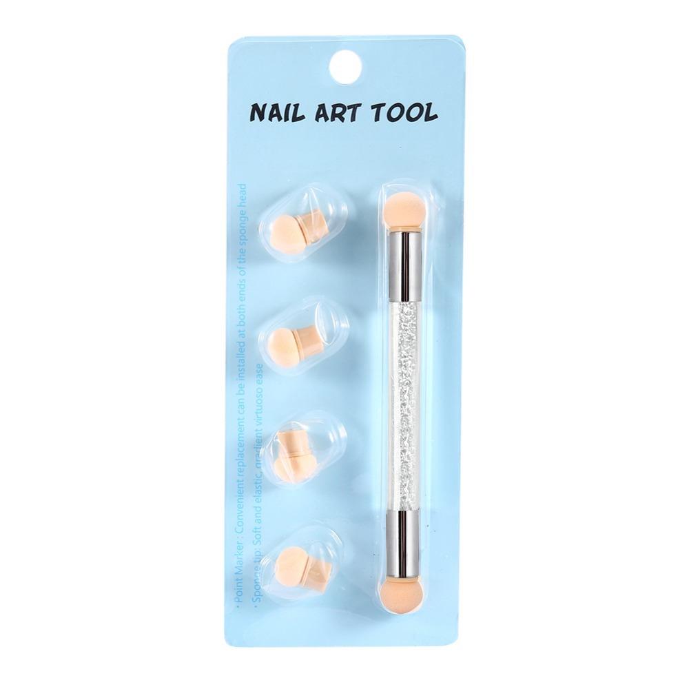 Double End Nail Art Pen 4 Extra Sponge Heads Nail Art Sponge Brush Gradient Shading