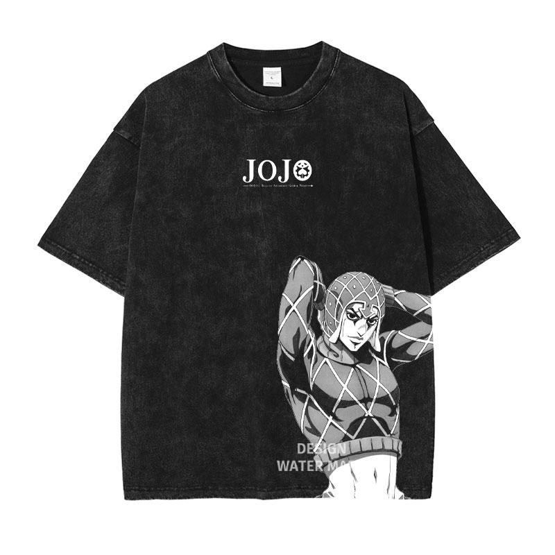 JoJo's Bizarre Adventure Manga T-shirt Anime Graphic Print T Shirt Men Women Clothing Short Sleeve Tees Washed Oversized Tshirt