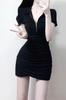 Dress Knit Fabric Slim Fit Short Sleeve Polo Neck Retro Style For Summer Fashion