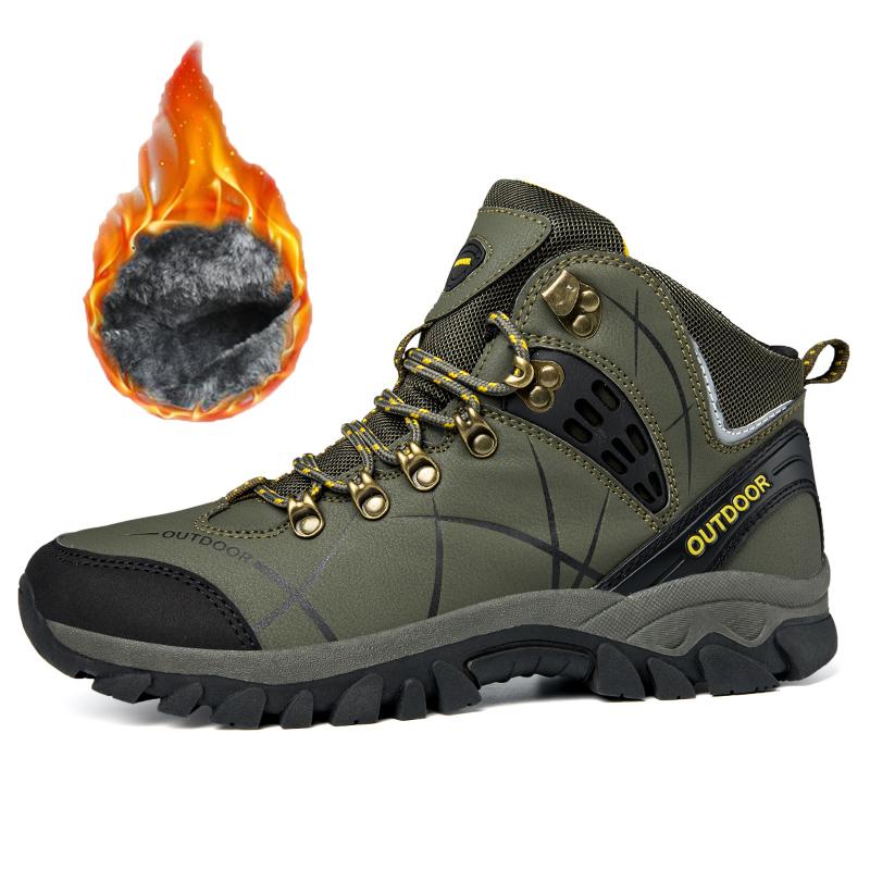 35-46 Couple Large Outdoor Mountaineering Shoes Casual Hiking Shoes with Velvet Warm High Top Cotton Shoes Snow Boots