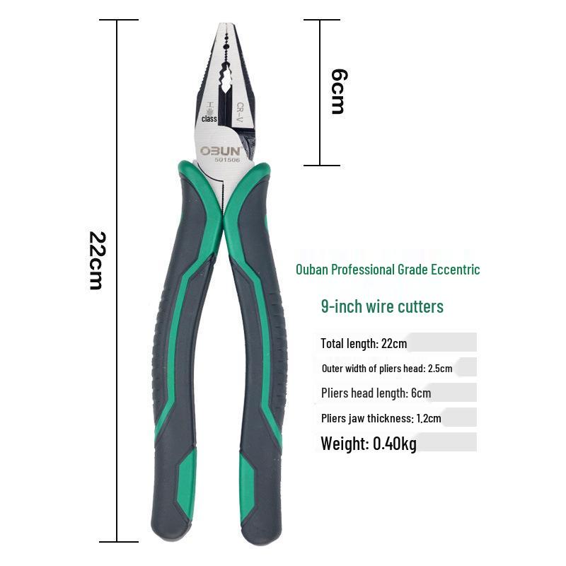 Tuosen Multi-Functional Nickel-Iron Pliers: 6-inch & 8-inch Angled Jaw Wire Cutters for Electricians