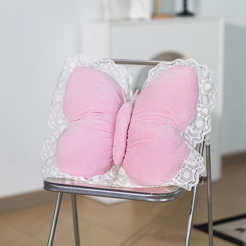 Butterfly Lace Pillow Butterfly Shaped Decorative Pillow For Sofa Couch Bed Plush Velvet Lumbar Support Cushion For Office Chair