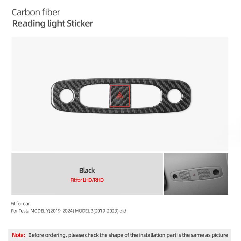 

For Tesla Model 3 2019-2026 Model Y 2019-2026 Carbon Fiber Front Reading Light Panel Trim Sticker Car Interior Tuning Accessory чёрный