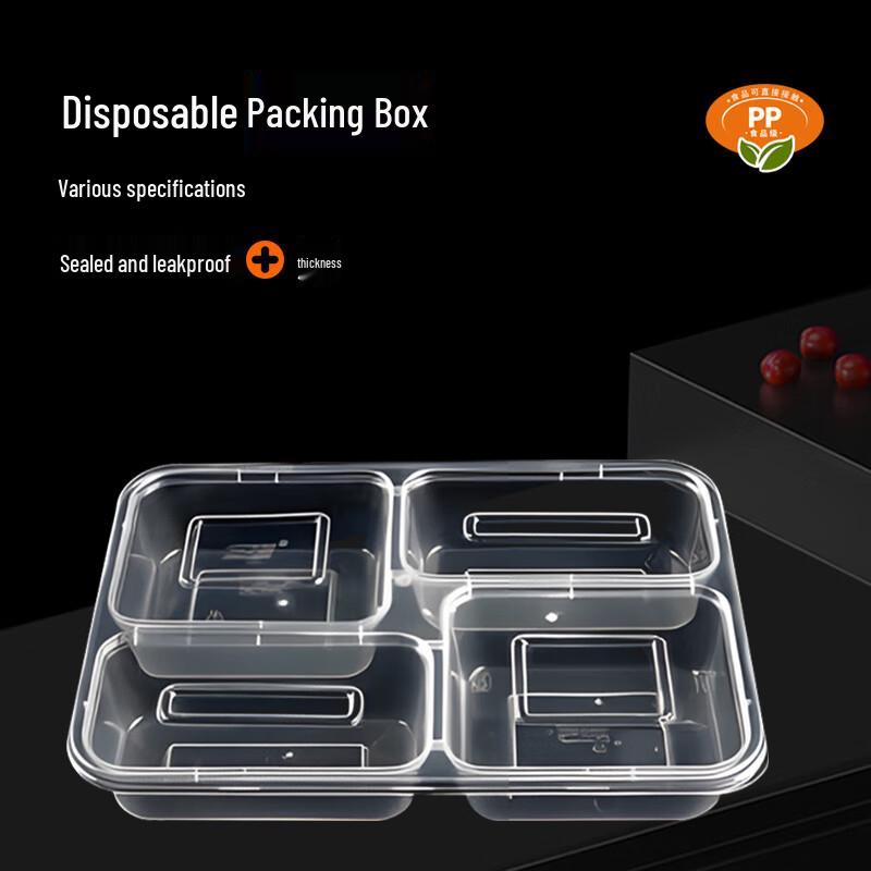 850ml 4-Compartment Disposable Food Containers with Lids