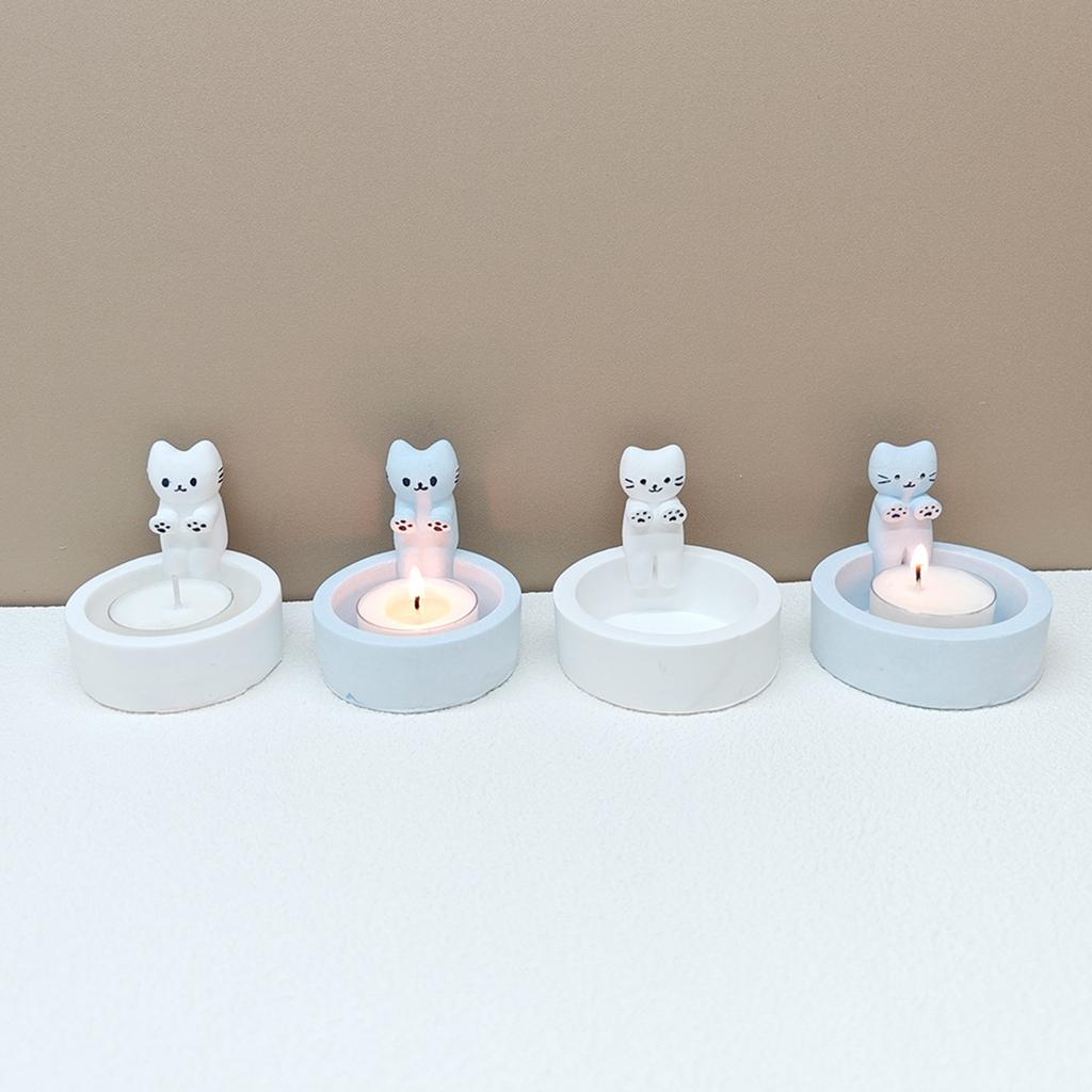 Silicone Moulds Animal Candlestick Resins Molds Cute Cat Candle Holder Silicone Molds DIY Concrete Molds Castings Mould