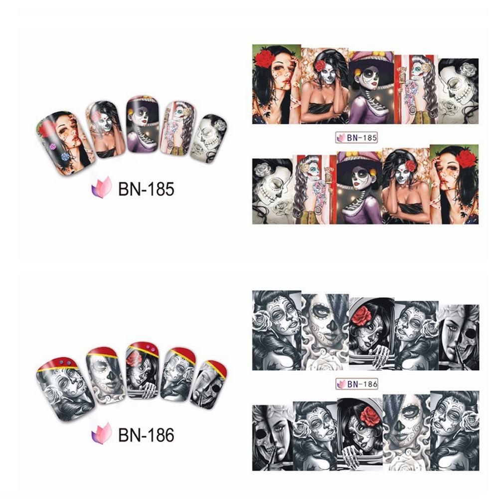 Halloween Bone Transfer Nail Art Sticker Polish Decal Manicure Decoration Accessory