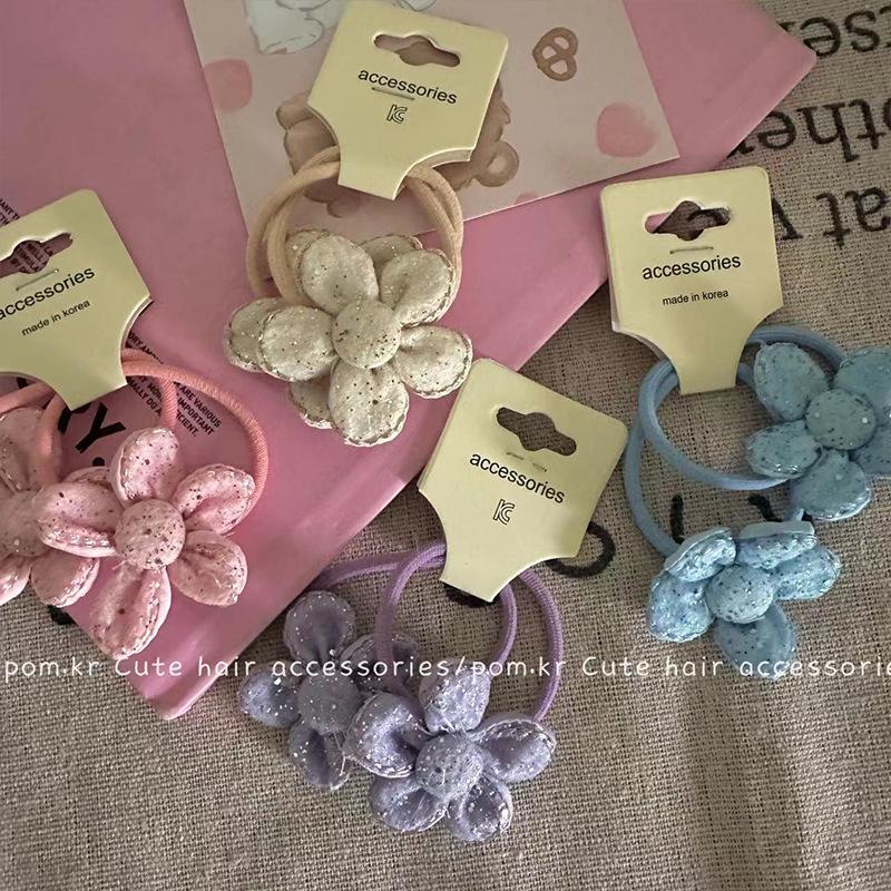 

Heart Flower Bow Hair Tie: Kids High-Elastic Seamless Ponytail Holder