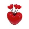10pcs Creative Love Fruit Fork With Holder Cute Heart Shape Stainless Steel Reusable Metal Sticks For Fruit, Dessert, Appetizers