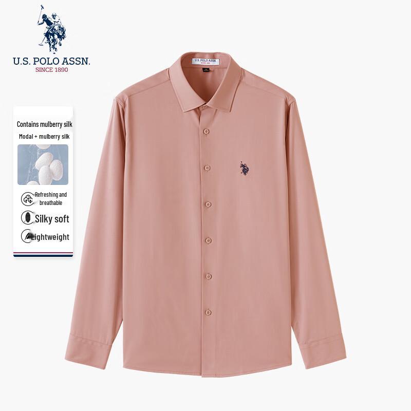 U.S. Polo Assn. Camisa de manga larga para hombre de mezcla de seda