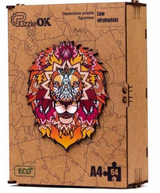 Puzzle Drewniane Układanka Lew Kot Afrykański Pua4-00706