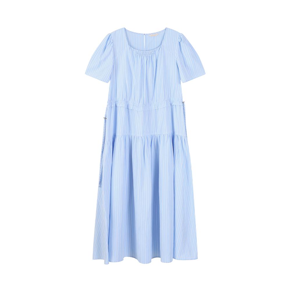 Plastic Island Neck Shirred Flare Dress Ps2To561