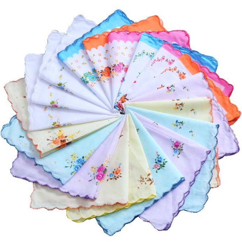 3 STK Damen Taschentücher Quadratisch Saugfähig Weich Vintage Stil Blumendruck Taschen-Taschentücher Halstücher für Hochzeitsgeschenk