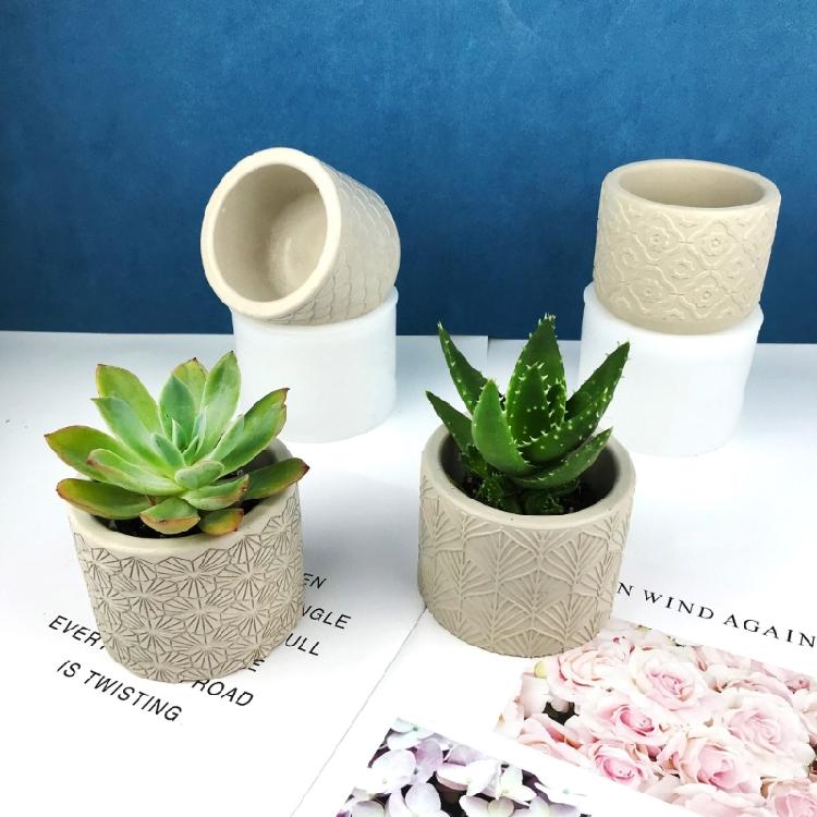 Flower Pot Silicone Mold Concrete Cement Plant Pot Mold Flowerpot Epoxy Resin Mould Makeup Brush Holder Organizer Mold