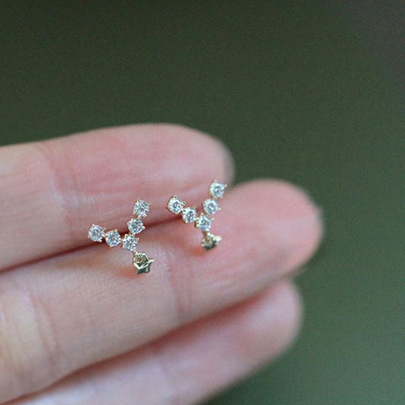 Klasické dámské elegantní náušnice ve tvaru V Mini Star Malé a všestranné špičkové náušnice