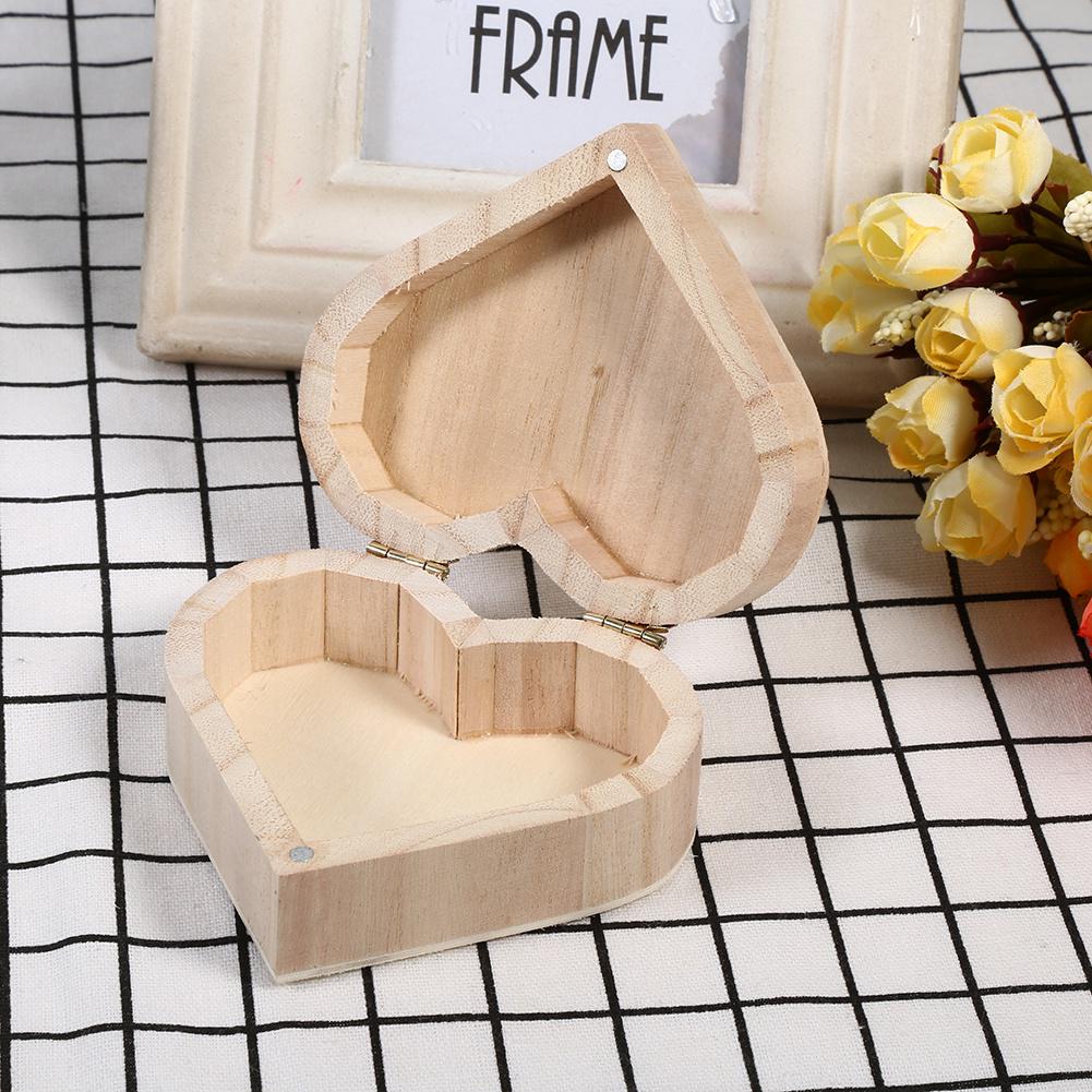 New Lovely Wooden Heart Shaped Jewelry Storage Box Packaging Carrying Case Craft Decoration Hot