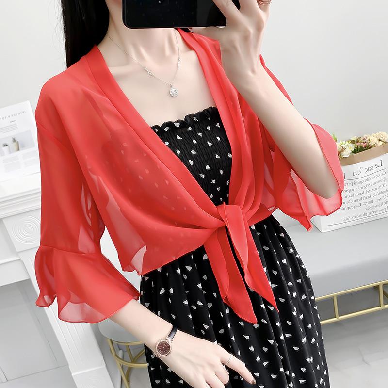 Summer 2026 Women's French Chiffon Sun Protection Cardigan Shawl