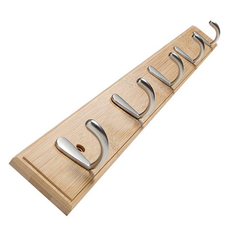 ABBP-Bamboo Wall Hooks Set - 4 Wooden Hooks For Clothes, Kitchen & Bathroom, Home Decor Hanger Hooks