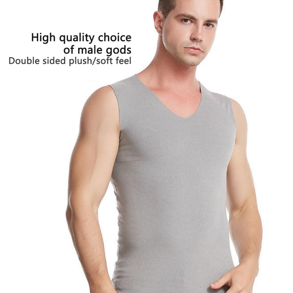 Men Thermal Vest Warm Fashion Basic Top Fitness Exercise Bottoming Baselayer Sleeveless Underwear Elastic Comfortable