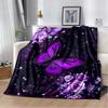 Purple Butterfly Flannel Blanket Watercolor Pattern Blanket Home Office Nap Blanket Air Conditioning Blanket