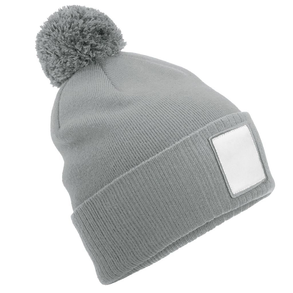 Pom Pom Appliqué Patch Beanie