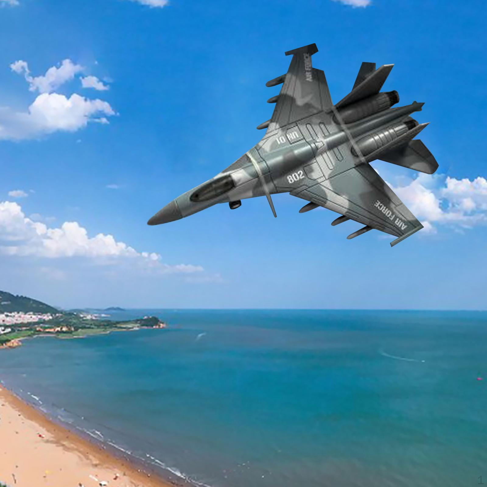1/50 Scale Model Toy Diecast Fighter Jet Plane with Pull Back Action Decoration Ornament Style2 Gray