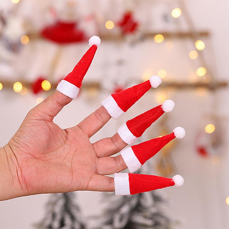 40pcs DIY Decorations Mini Santa Hats Christmas Accessories Lollipops Party Candy Cute Handmade