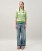 MAYOL Check Short Sleeve Crew Neck Knit_Green