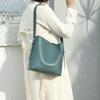 Fashion Leather Women's Bag Tb Bucket Bag Large Capacity Retro Shoulder High Sense Underarm Bag Versatile Light Luxury