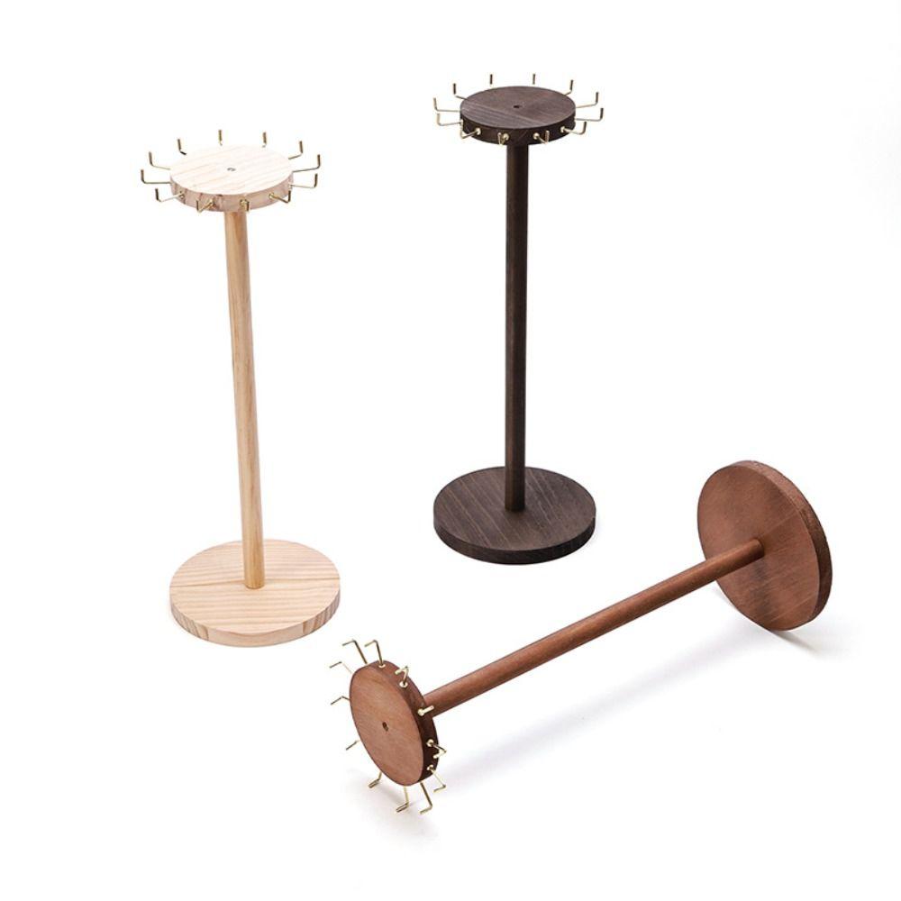 Display Stand Necklace Earrings Holder Solid Wood Jewelry Storage Rack Jewelry Organizer  Vertical