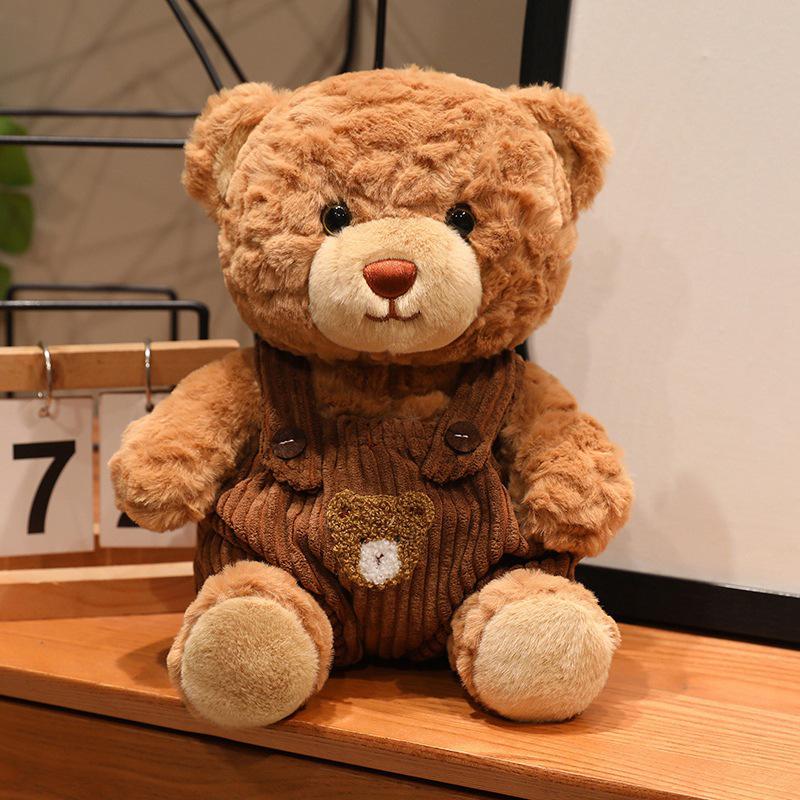 Cross-Border Teddy Bear Plush Overalls - Cute Little Bear Hug Pillow for Kids' Birthdays