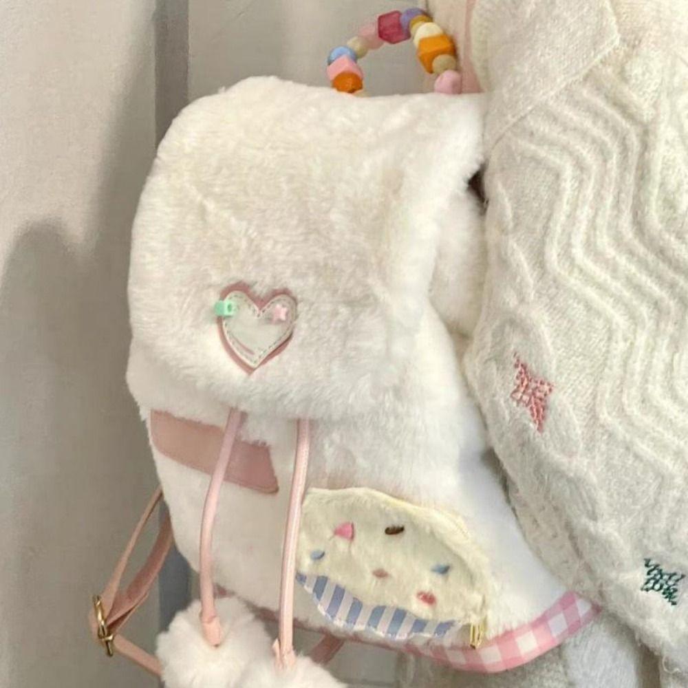 Adjustable Shoulder Strap Cake Plush Backpack Large Capacity Cartoon School Bag  Kids Birthday Gift