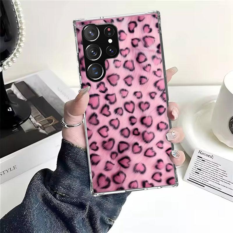 Pink Leopard Print Soft Phone Case For Samsung Galaxy S22 S23 S24 S25 Edge S26 Ultra S20 FE S21 Plus + Fundas Coque Galaxy S20 S