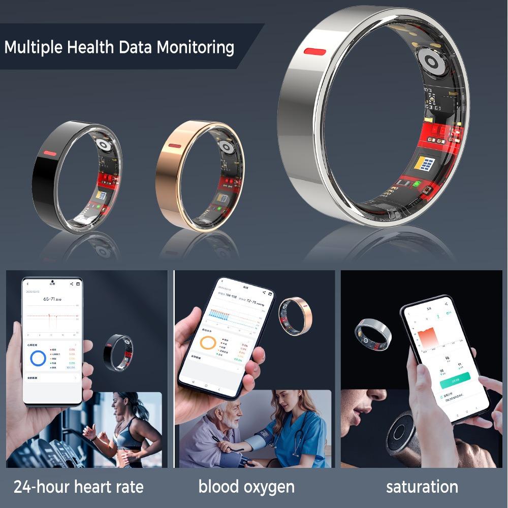 Smart ring monitors heart rate, blood oxygen, blood pressure, blood sugar, sleep, HRV health, step counting,  dad's gift, Valentine's Day gift