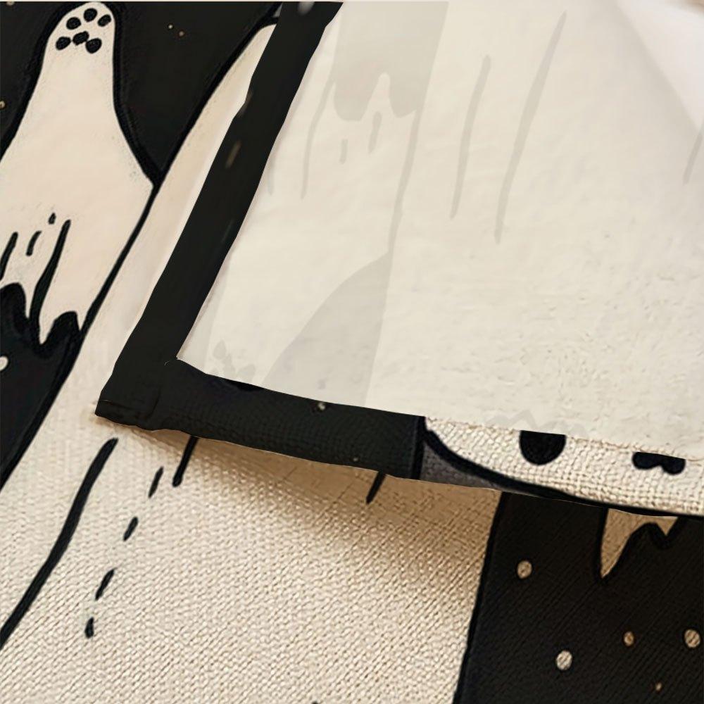 4pcs Spooky Japanese Anime-Inspired Cat Totoro-like Placemats Set Cute Kawaii Kitchen Table Decor with Bats, Pumpkins