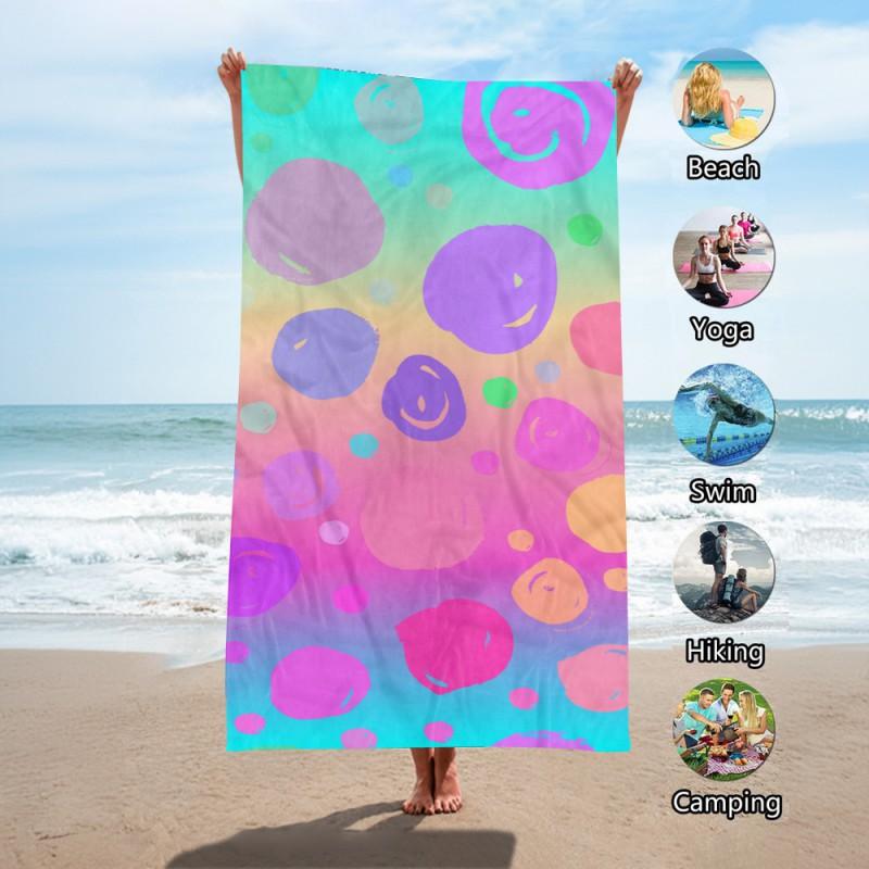 Ultrafine Microfiber Beach Towel Large Size Quick Dry Absorbent Digital Print Swim Cover Up Sun Protection Women Men Kids Pool Travel