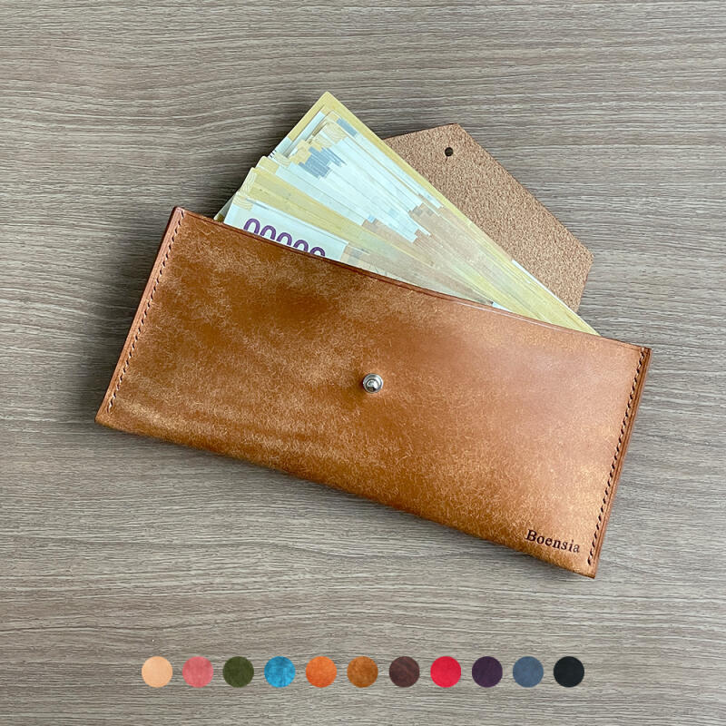 

Handmade Italian leather initial cash wallet (11 colors) Jinbam