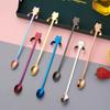 New Portable Cartoon Cat Handle Stainless Steel Coffee Tea Hanging Spoon Kitchen Supplies for Coffee Tea Ice Cream Sundae