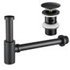 Washbasin Siphon - Universal - Black - Metal - Pop-up Waste - Adjustable