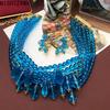 NISHIZAWA Blue Beads Stud Earrings for Women Hyperbole Palace Style Vintage Jewelry Luxury Dinner Party Aretes De Mujer