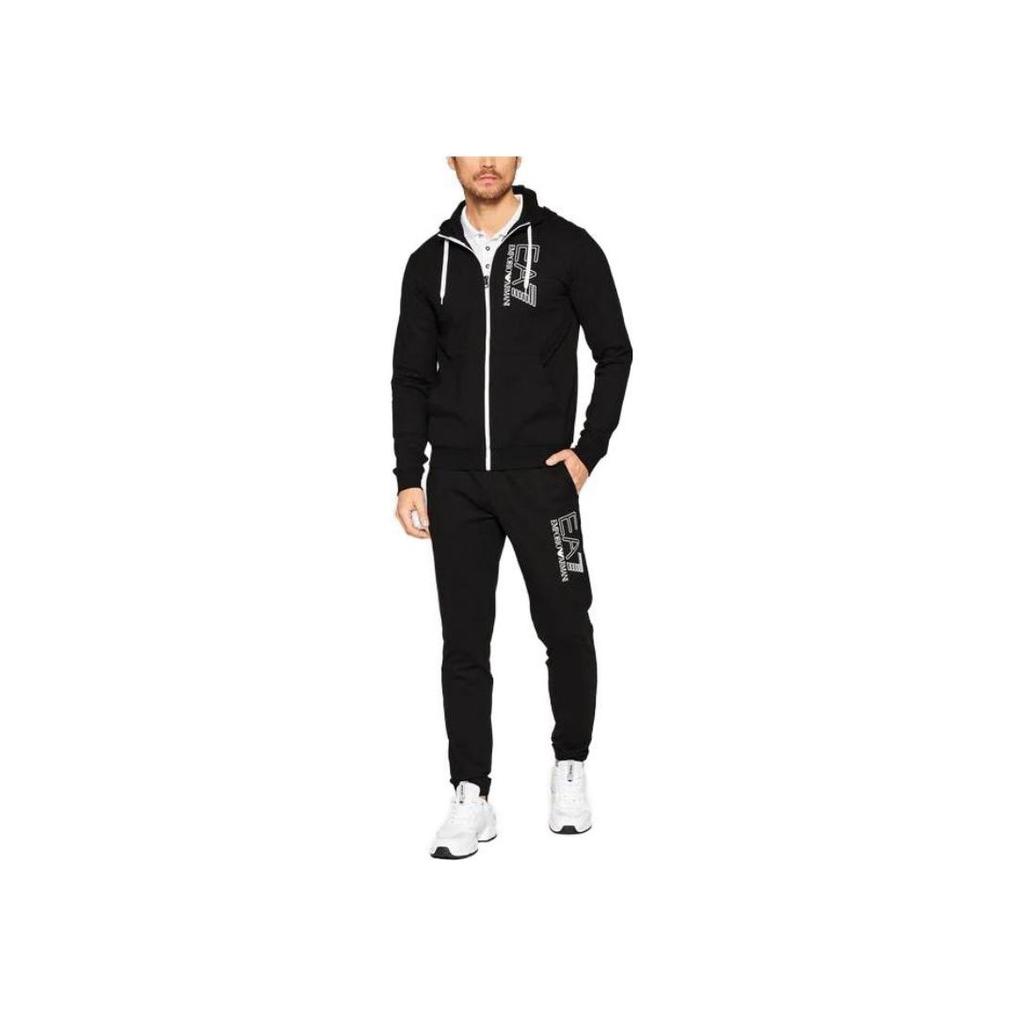 Emporio Armani Letter Print Cuffed Knit Joggers Men bottoms Black 3RPP98-PJ05Z-1200