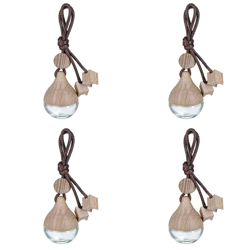 1/2/4Pcs Refillable Car Essential Oil Diffuser Bottle 6Ml Empty Car Air Freshener Pendant Perfume Glass Bottle With Wooden Caps