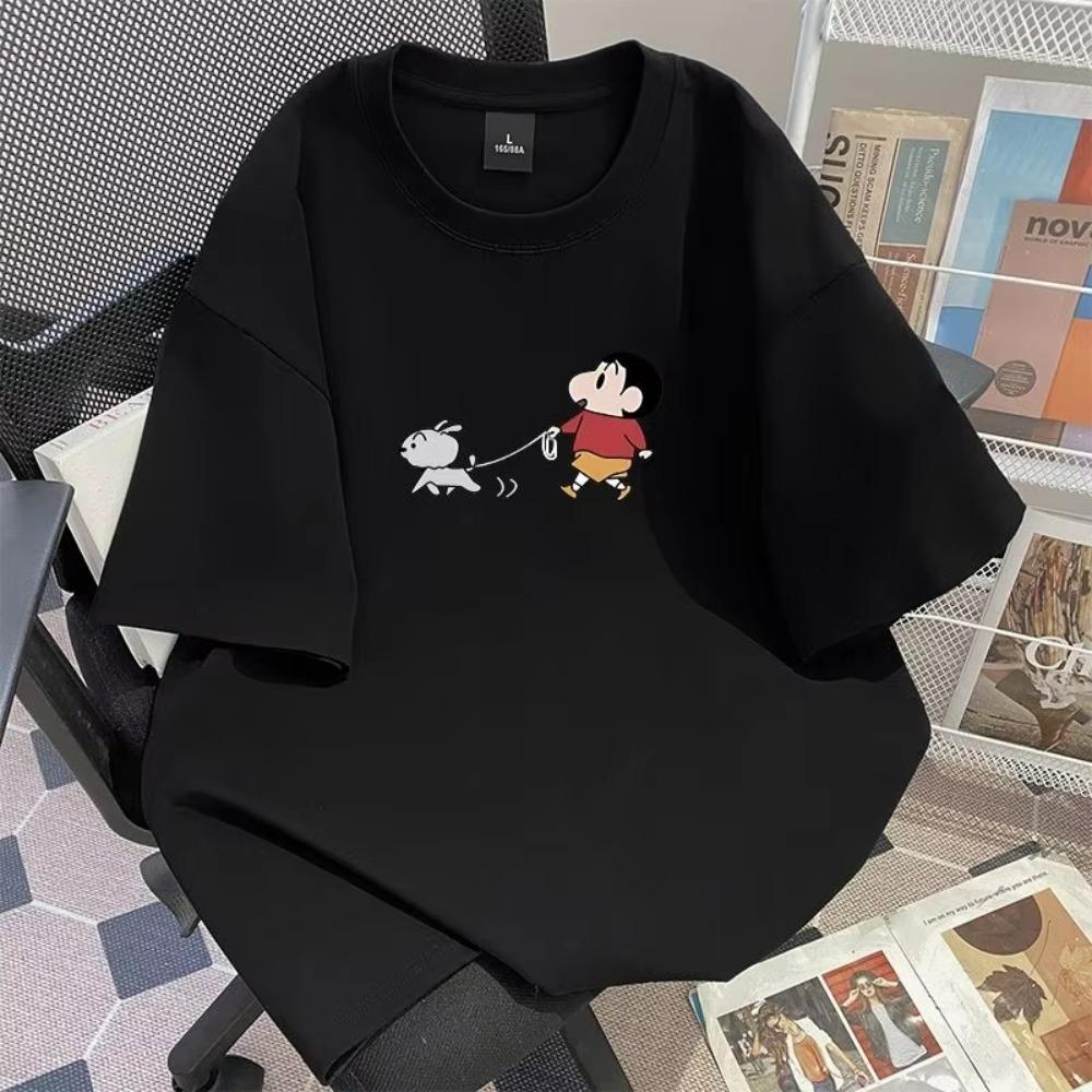 Nuova T-shirt in Cotone Stampata con Motivo Anime Giapponese Crayon Shin-chan, Carino Stile Moda, T-shirt a Maniche Corte per Coppia, Top