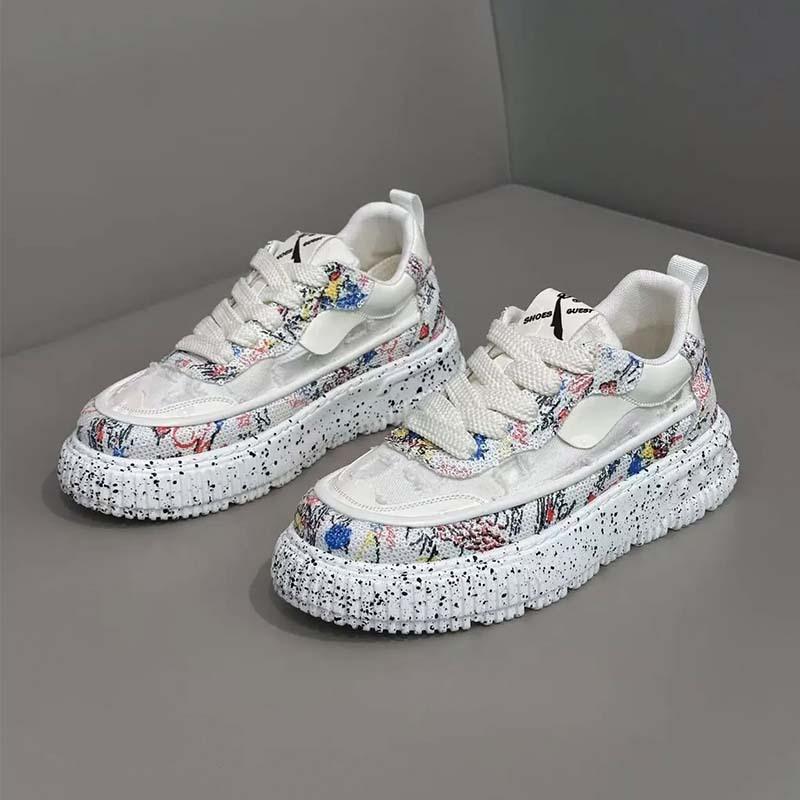 Ink Splashing Dad Shoes New Breathable Cloth Soft-soled Casual Board Shoes Bm