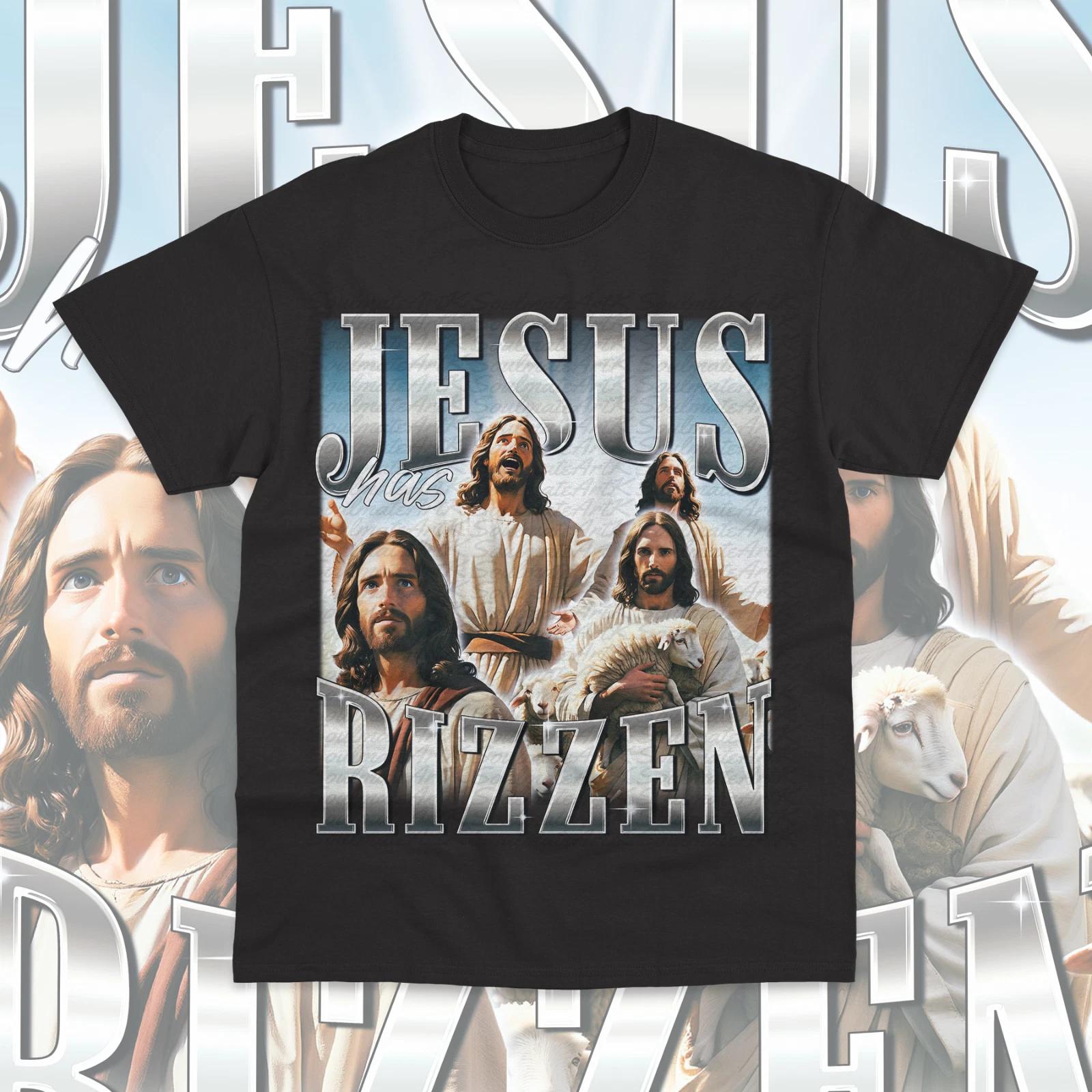 Jesus Has Rizzen T- Shirt Funny Meme Christian Funny Quote Unisex Sweater Shirt S