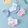 Baumwolle Babysocken 4 Paar Neugeborenen Handschuhe Socken Set Frühling Anti-Kratz Beißhandschuhe Pography Requisiten Säuglingsjungen Mädchen Zubehör