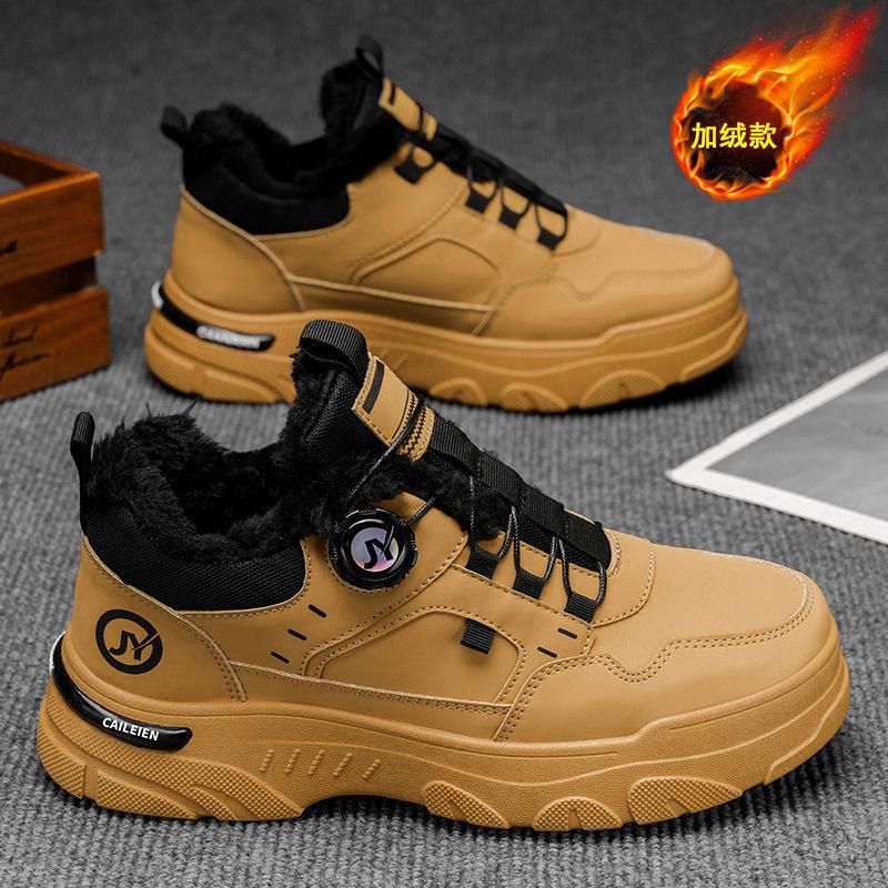 Winter velvet Martin boots men's shoes retro tooling shoes trendy versatile board shoes thickened warm short boots cotton shoes