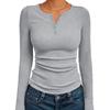 TIFICY Camicette e camicie con scollo a V a maniche lunghe con stampa tinta unita primavera autunno moda casual da donna